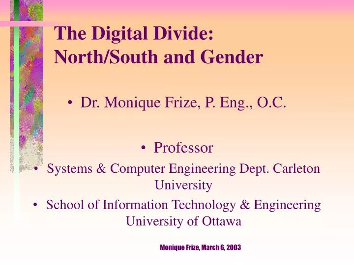 the digital divide north south and gender