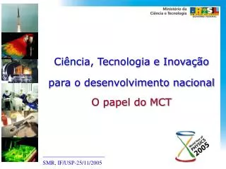 Ciência, Tecnologia e Inovação para o desenvolvimento nacional O papel do MCT