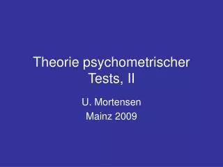 theorie psychometrischer tests ii