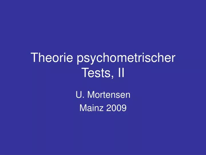 theorie psychometrischer tests ii