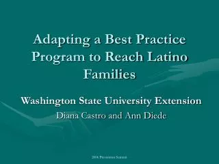 Adapting a Best Practice Program to Reach Latino Families