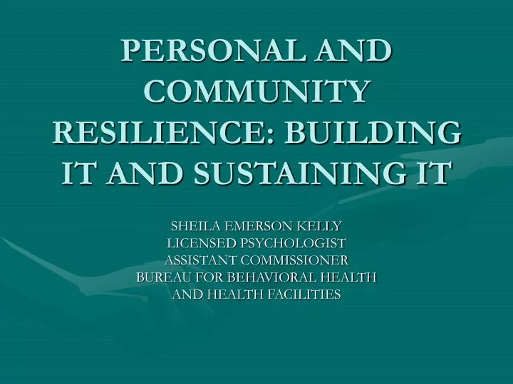 personal and community resilience building it and sustaining it