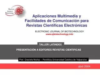 Aplicaciones Multimedia y Facilidades de Comunicación para Revistas Científicas Electrónicas