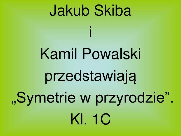 jakub skiba i kamil powalski przedstawiaj symetrie w przyrodzie kl 1c