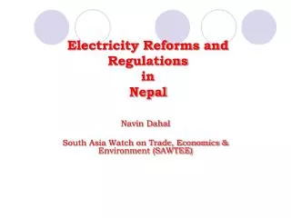 electricity reforms and regulations in nepal