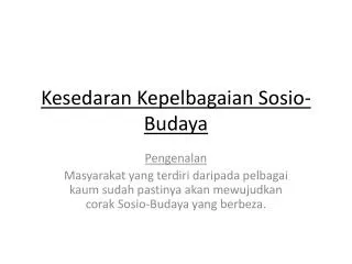 Kesedaran Kepelbagaian Sosio-Budaya