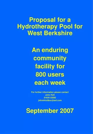Proposal for a Hydrotherapy Pool for West Berkshire