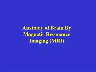 Anatomy of Brain By Magnetic Resonance Imaging (MRI)