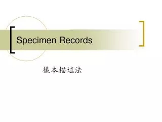 specimen records