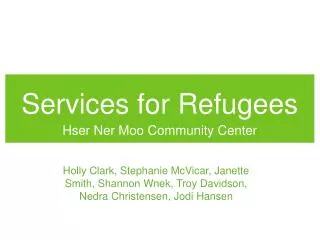 Services for Refugees