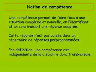 notion de comp tence