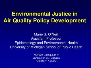 Environmental Justice in Air Quality Policy Development