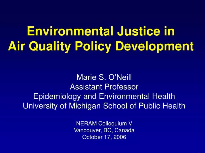 environmental justice in air quality policy development