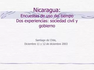 nicaragua encuestas de uso del tiempo dos experiencias sociedad civil y gobierno