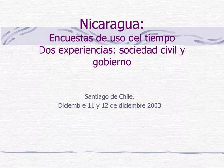 nicaragua encuestas de uso del tiempo dos experiencias sociedad civil y gobierno