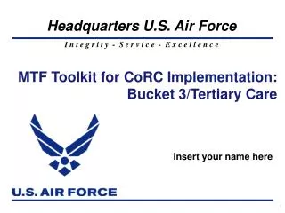 MTF Toolkit for CoRC Implementation: Bucket 3/Tertiary Care