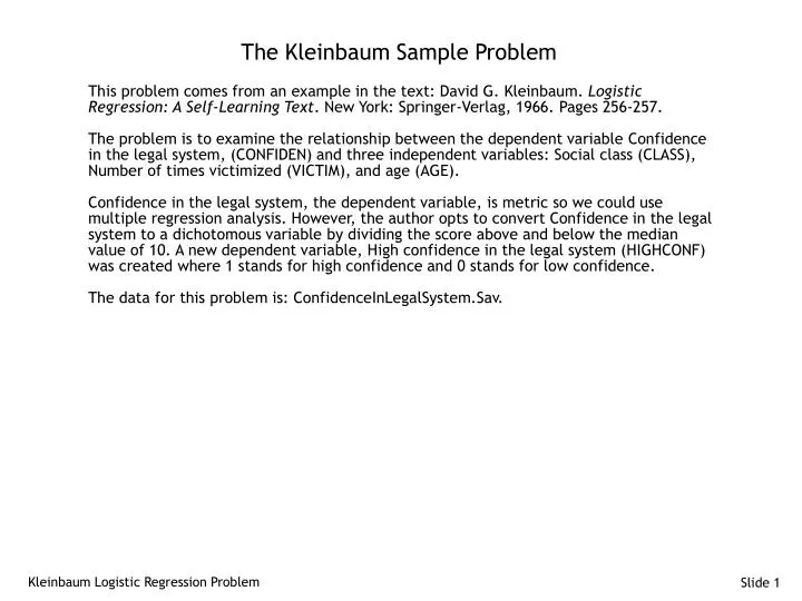 the kleinbaum sample problem