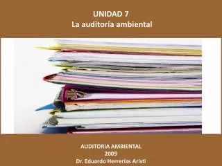 UNIDAD 7  La auditoría ambiental