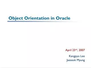 Object Orientation in Oracle