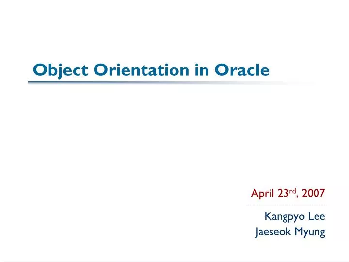 object orientation in oracle