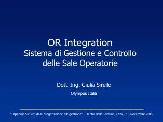 OR Integration Sistema di Gestione e Controllo delle Sale Operatorie