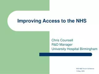 Improving Access to the NHS