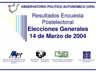 Resultados Encuesta Postelectoral Elecciones Generales 14 de Marzo de 2004