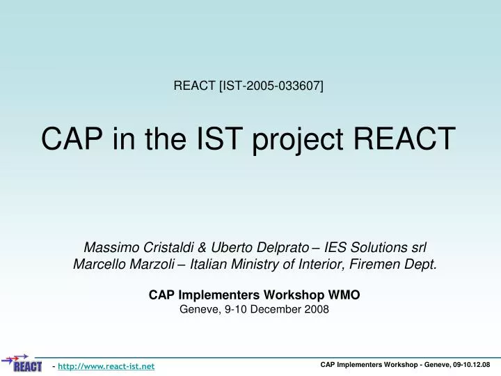 react ist 2005 033607 cap in the ist project react