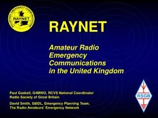 RAYNET Amateur Radio Emergency Communications in t