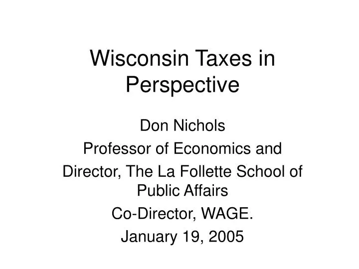 wisconsin taxes in perspective