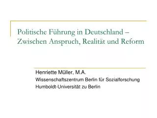 Politische Führung in Deutschland – Zwischen Anspruch, Realität und Reform