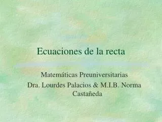 ecuaciones de la recta