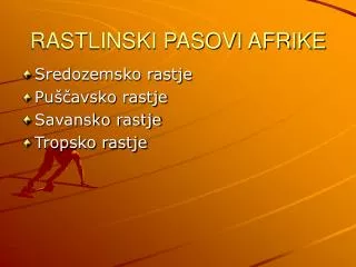 RASTLINSKI PASOVI AFRIKE