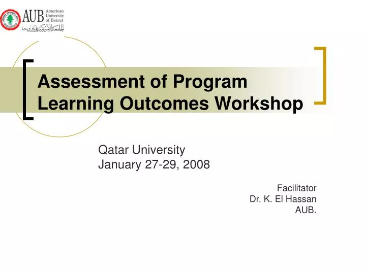 assessment of program learning outcomes workshop