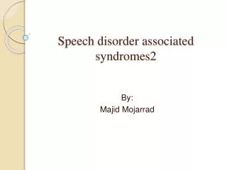 speech disorder associated syndromes2