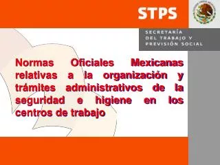 Normas Oficiales Mexicanas relativas a la organización y trámites administrativos de la seguridad e higiene en los centr