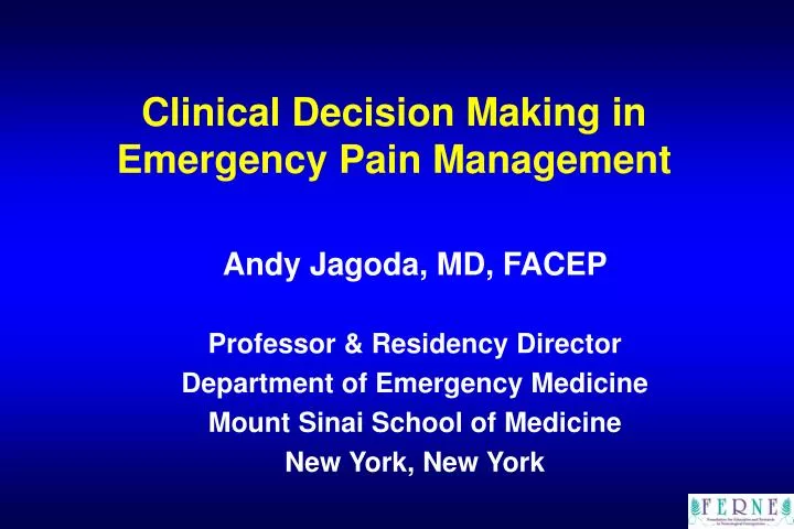 clinical decision making in emergency pain management