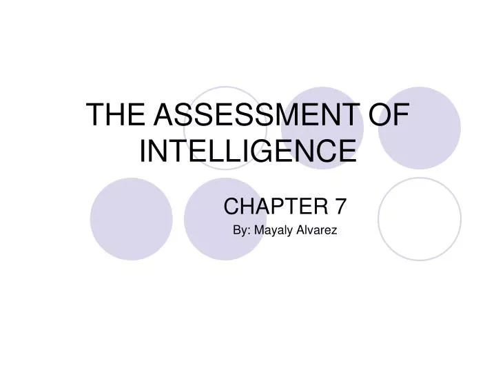 the assessment of intelligence