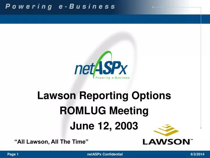 lawson reporting options romlug meeting june 12 2003
