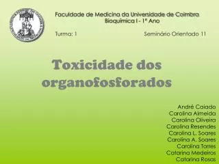 toxicidade dos organofosforados