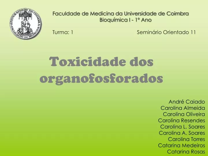 toxicidade dos organofosforados