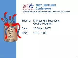 Briefing: 	Managing a Successful Coding Program	 Date:	20 March 2007 Time:	1010 - 1100