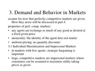 3. Demand and Behavior in Markets