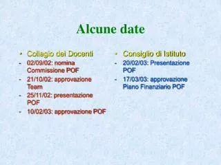 alcune date