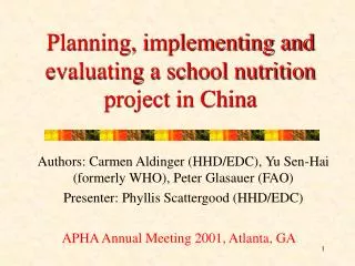 Planning, implementing and evaluating a school nutrition project in China