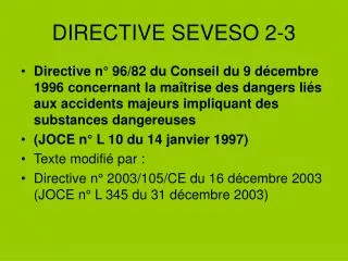 DIRECTIVE SEVESO 2-3