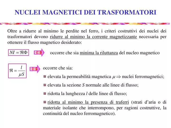 nuclei magnetici dei trasformatori