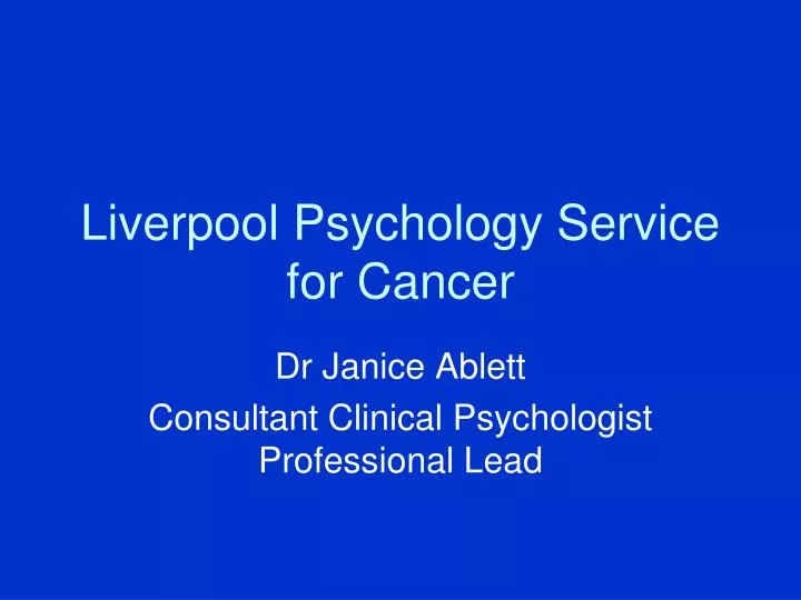 liverpool psychology service for cancer