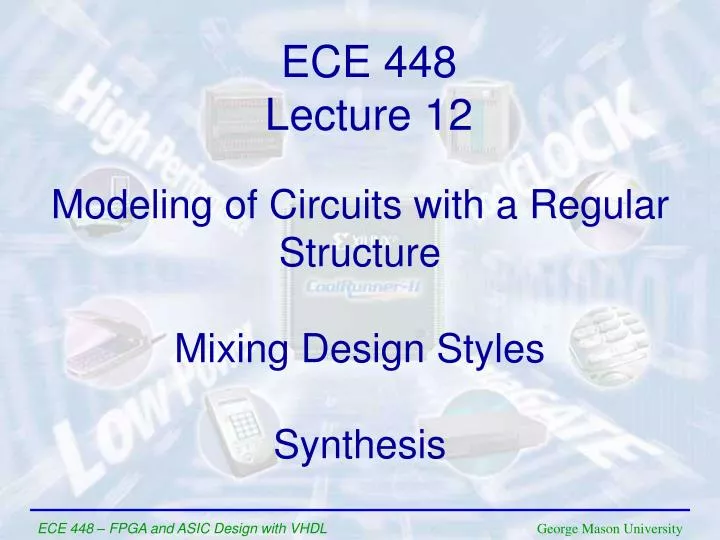 modeling of circuits with a regular structure mixing design styles synthesis