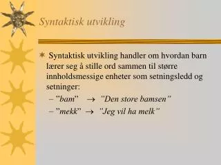 Syntaktisk utvikling